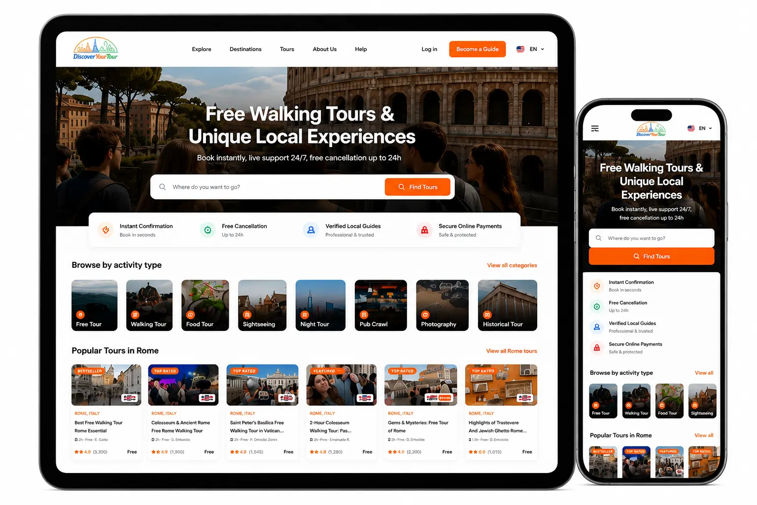 DiscoverYourTour on tablet and mobile